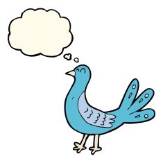cartoon bird with thought bubble N181