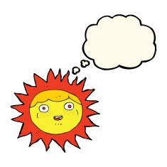 sun cartoon character with thought bubble N8
