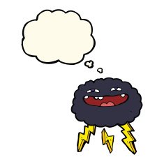 happy cartoon cloud with thought bubble N10