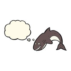 cartoon shark with thought bubble N28