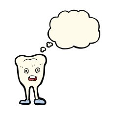 cartoon happy tooth with thought bubble N23