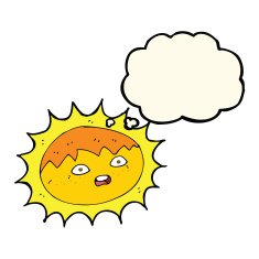 cartoon sun with thought bubble N15
