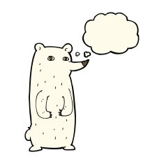 funny cartoon polar bear with thought bubble N17