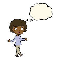 cartoon confused woman with thought bubble N59
