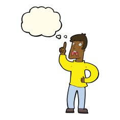 cartoon man with complaint thought bubble N6