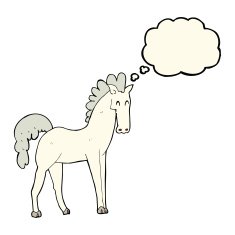 cartoon horse with thought bubble N23