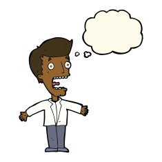 cartoon screaming man with thought bubble N7