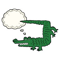 cartoon crocodile with thought bubble N26