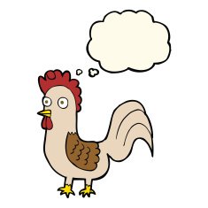 cartoon rooster with thought bubble N6