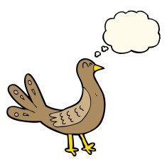 cartoon bird with thought bubble N182