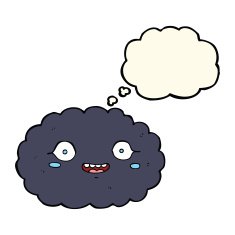 happy cartoon cloud with thought bubble N11