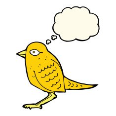 cartoon garden bird with thought bubble N27