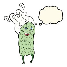 cartoon monster with thought bubble N29