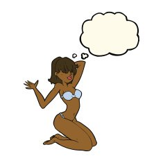 cartoon sexy bikini girl with thought bubble N7