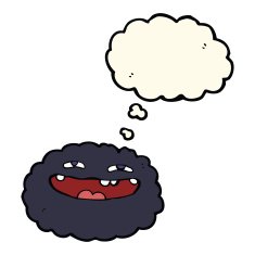 happy cartoon cloud with thought bubble N12