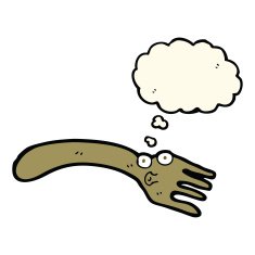 cartoon fork with thought bubble N4