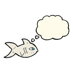 cartoon fish with thought bubble N56