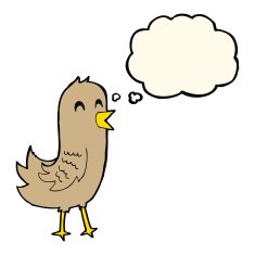 cartoon happy bird with thought bubble N25