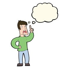 cartoon man with complaint thought bubble N7