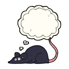 cartoon black rat with thought bubble N6