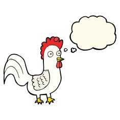 cartoon rooster with thought bubble N7