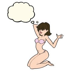 cartoon sexy bikini girl with thought bubble N8