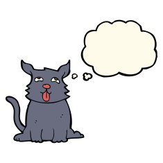 cartoon happy dog with thought bubble N59