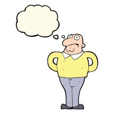 cartoon worried man with thought bubble N71