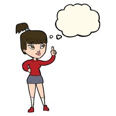 cartoon attractive girl with idea thought bubble N8