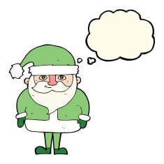 cartoon happy santa claus with thought bubble N22