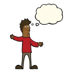 cartoon happy man with thought bubble N333