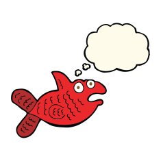 cartoon fish with thought bubble N59
