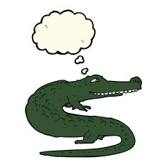 cartoon crocodile with thought bubble N27