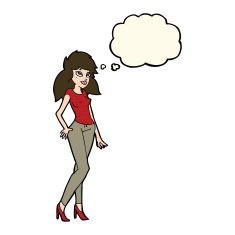 cartoon pretty woman with thought bubble N185