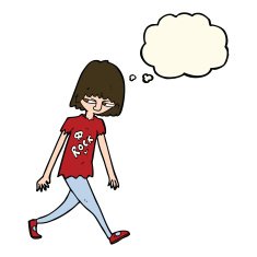 cartoon teenager with thought bubble N8