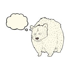 huge polar bear cartoon with thought bubble N4