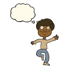 cartoon dancing man with thought bubble N13