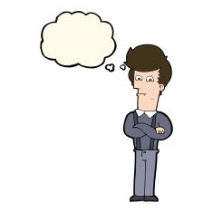 cartoon annoyed man with thought bubble N55