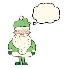 cartoon santa claus with thought bubble N135