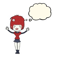 cartoon vampire girl with thought bubble N158