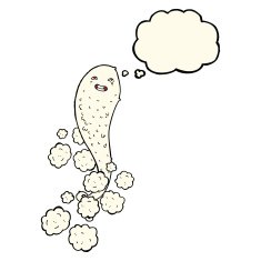 cartoon spooky ghost with thought bubble N33