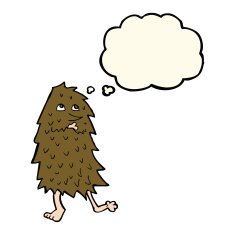 cartoon monster with thought bubble N32