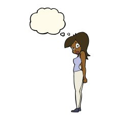 cartoon pretty woman with thought bubble N187