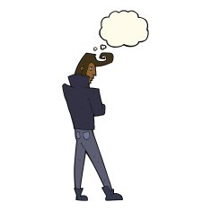 cartoon cool guy with thought bubble N6