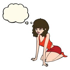 cartoon woman in sexy pose with thought bubble N13