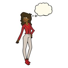 cartoon pretty woman with thought bubble N190