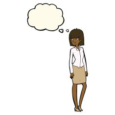 cartoon pretty businesswoman with thought bubble N7