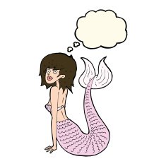 cartoon mermaid with thought bubble N46