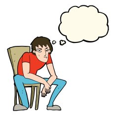 cartoon dejected man with thought bubble N7