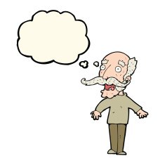 cartoon old man gasping in surprise with thought bubble N6